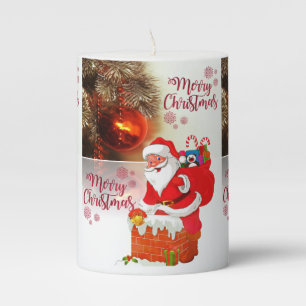 Christmas Pillar Candle, Santa Candle