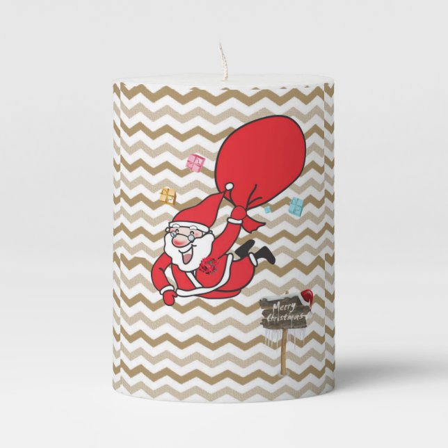 Christmas Pillar Candle, Santa Candle (Front)
