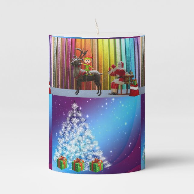 Christmas Pillar Candle, Santa Candle (Front)