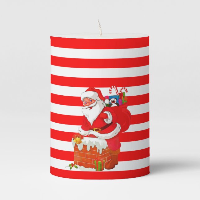 Christmas Pillar Candle, Santa Candle (Front)