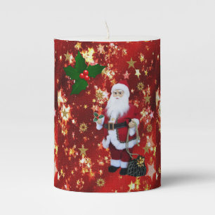 Christmas Pillar Candle, Santa Candle