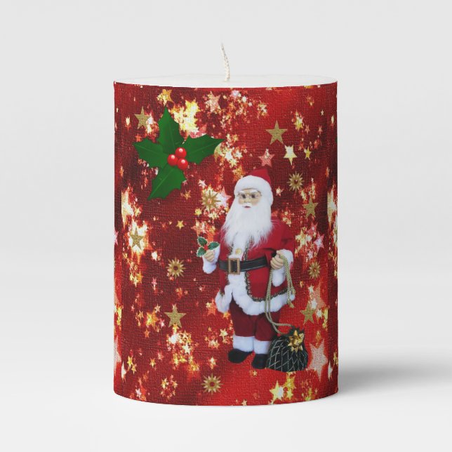Christmas Pillar Candle, Santa Candle (Front)