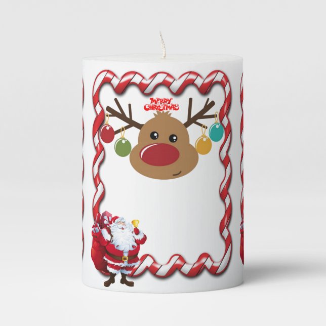 Christmas Pillar Candle, Santa Candle (Front)