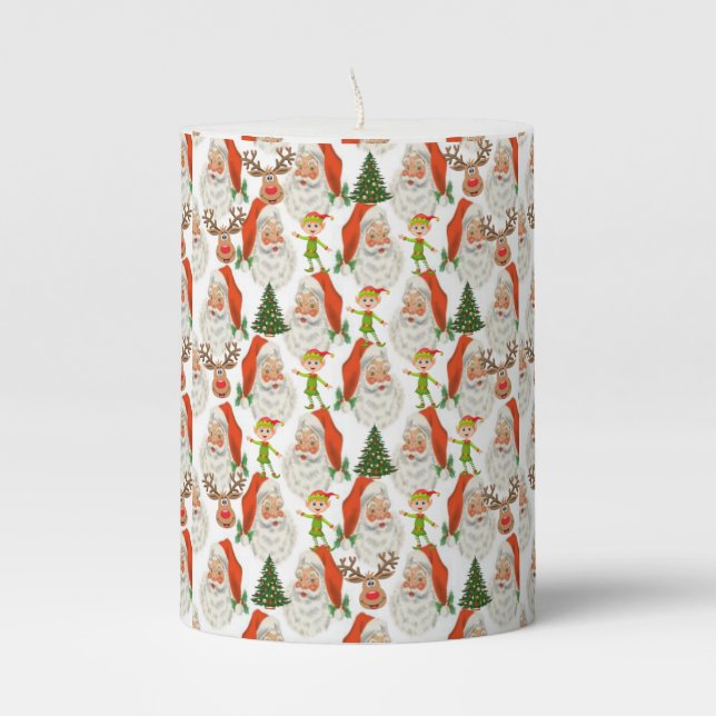 Christmas Pillar Candle, Santa Candle (Front)