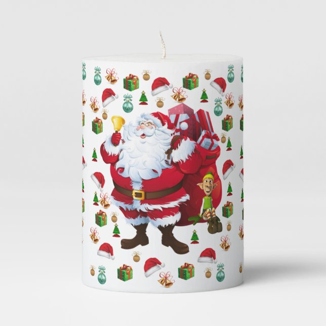 Christmas Pillar Candle, Santa Candle (Front)