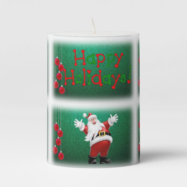 Christmas Pillar Candle, Santa Candle (Front)