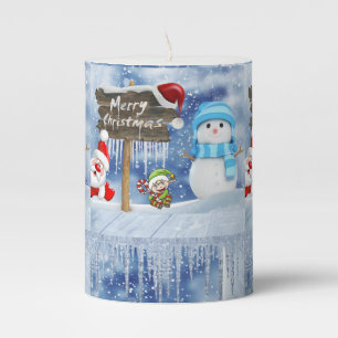 Christmas Pillar Candle, Santa Candle