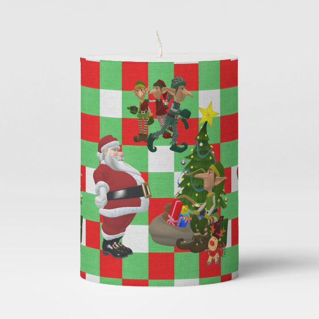 Christmas Pillar Candle, Santa Candle (Front)