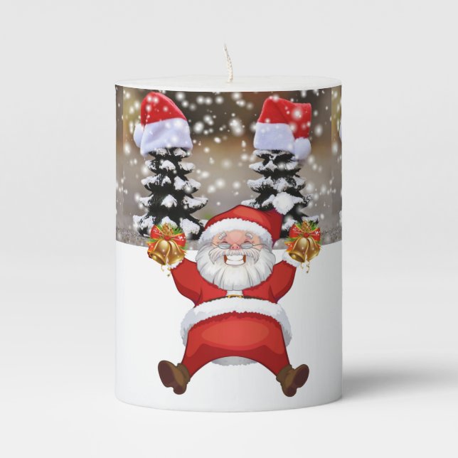 Christmas Pillar Candle, Santa Candle (Front)