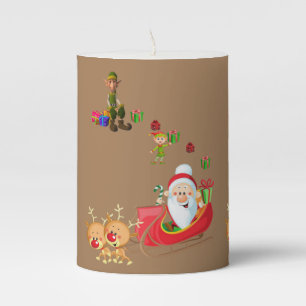 Christmas Pillar Candle, Santa Candle
