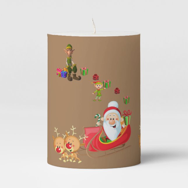 Christmas Pillar Candle, Santa Candle (Front)