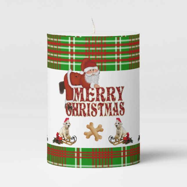Christmas Pillar Candle, Santa Candle (Front)