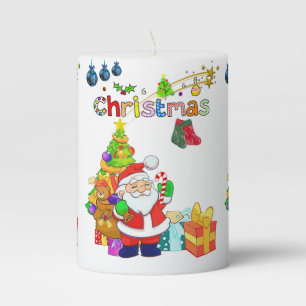 Christmas Pillar Candle, Santa Candle