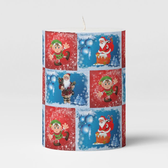 Christmas Pillar Candle, Santa Candle (Front)
