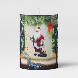 Christmas Pillar Candle, Santa Candle