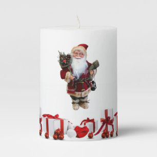Christmas Pillar Candle, Santa Candle