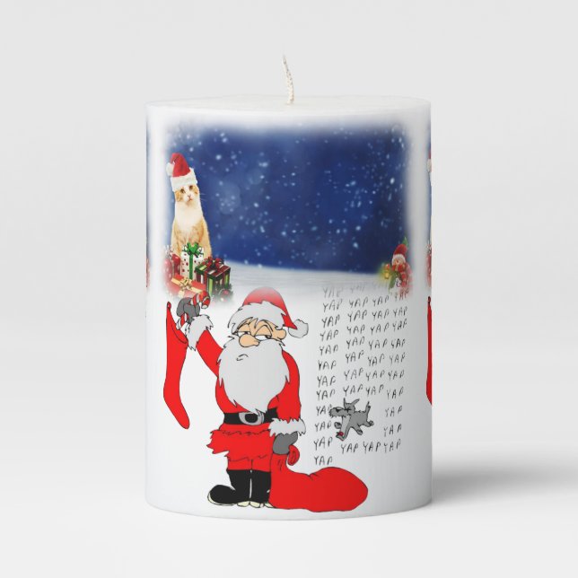 Christmas Pillar Candle, Santa Candle (Front)