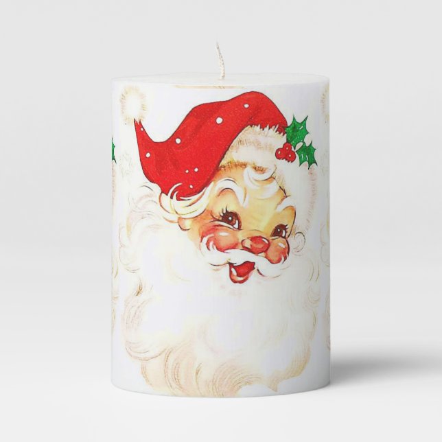 Christmas Pillar Candle, Santa Candle (Front)