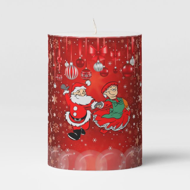 Christmas Pillar Candle, Santa Candle (Front)