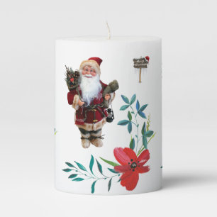 Christmas Pillar Candle, Santa Candle