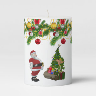Christmas Pillar Candle, Santa Candle