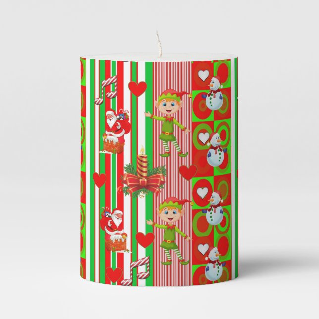 Christmas Pillar Candle, Santa Candle (Front)