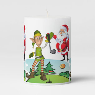Christmas Pillar Candle, Santa Golf Candle