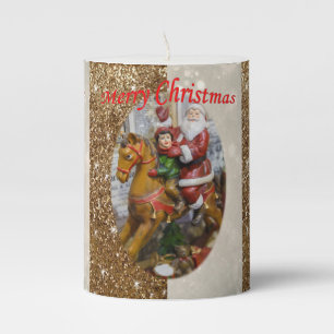 Christmas Pillar Candle, Santa Pillar Candle