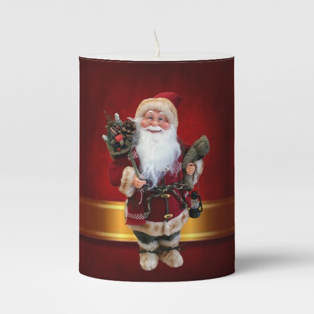 Christmas Pillar Candle, Santa Pillar Candle (Front)