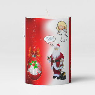 Christmas Pillar Candle, Santa Pillar Candle