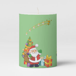 Christmas Pillar Candle, Santa Pillar Candle
