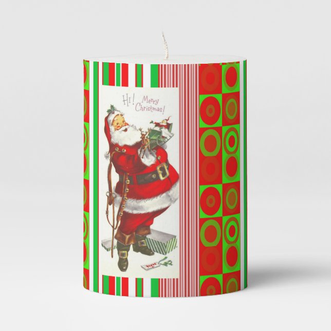 Christmas Pillar Candle, Santa Pillar Candle (Front)
