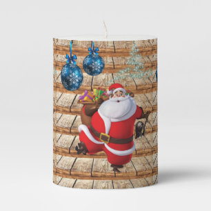 Christmas Pillar Candle, Santa Pillar Candle