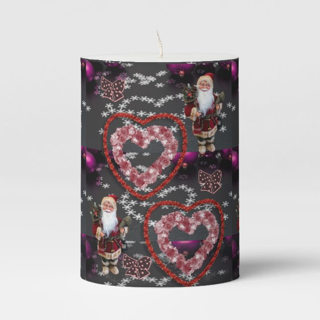 Christmas Pillar Candle, Santa Pillar Candle (Front)