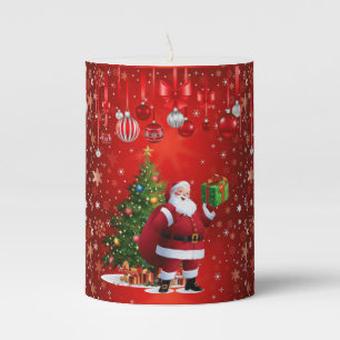 Christmas Pillar Candle, Santa Pillar Candle