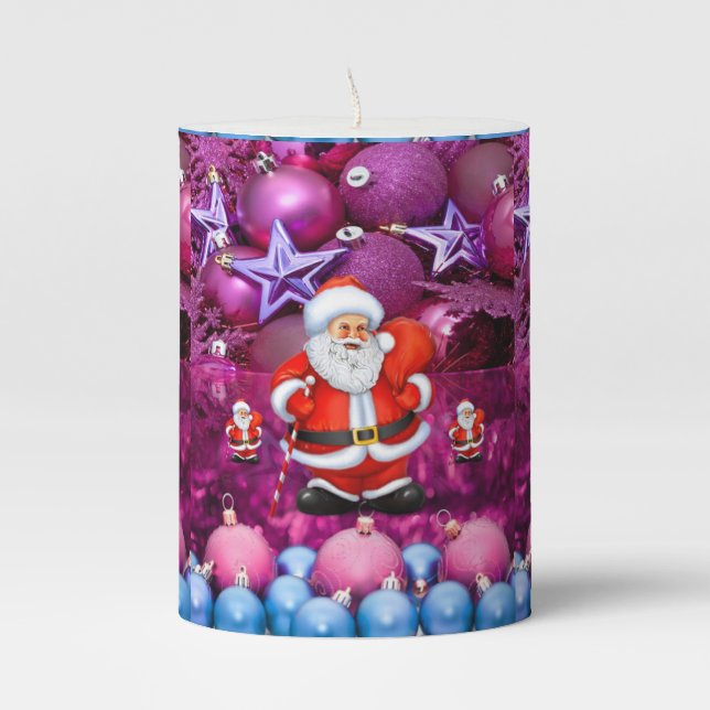 Christmas Pillar Candle, Santa Pillar Candle (Front)