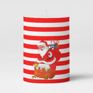 Christmas Pillar Candle, Santa Pillar Candle