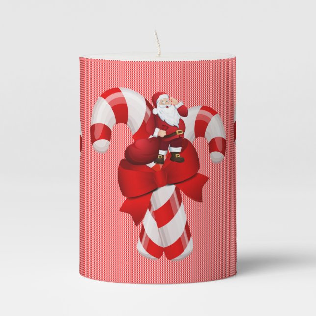 Christmas Pillar Candle, Santa Pillar Candle (Front)