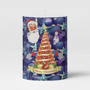 Christmas Pillar Candle, Santa Pillar Candle