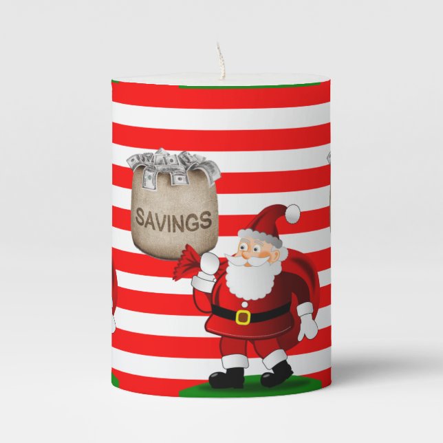 Christmas Pillar Candle, Santa Pillar Candle (Front)