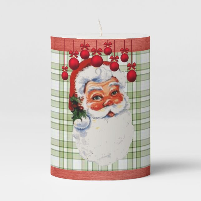 Christmas Pillar Candle, Santa Pillar Candle (Front)