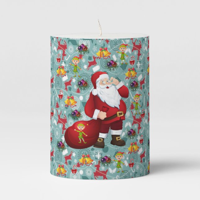 Christmas Pillar Candle, Santa Pillar Candle (Front)