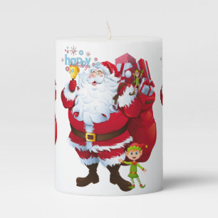 Christmas Pillar Candle, Santa Pillar Candle