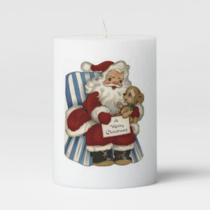 Christmas Pillar Candle, Santa Pillar Candle