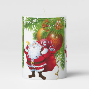 Christmas Pillar Candle, Santa Pillar Candle