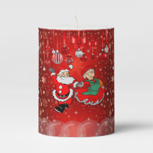 Christmas Pillar Candle, Santa Pillar Candle