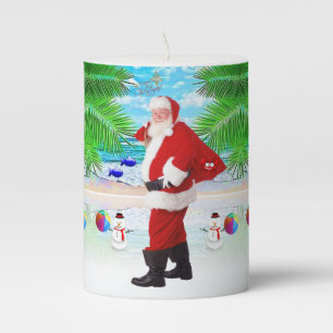 Christmas Pillar Candle, Santa Pillar Candle