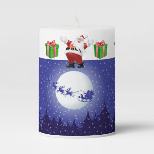 Christmas Pillar Candle, Santa Pillar Candle