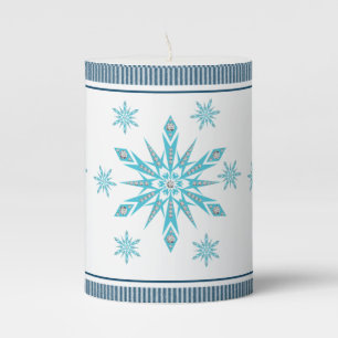 Christmas Pillar Candle, Snowflake Candle