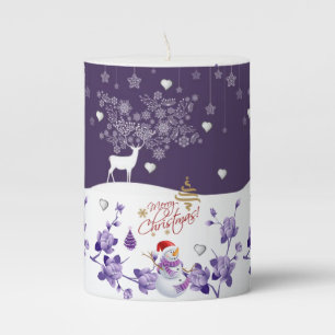 Christmas Pillar Candle, Snowman Candle